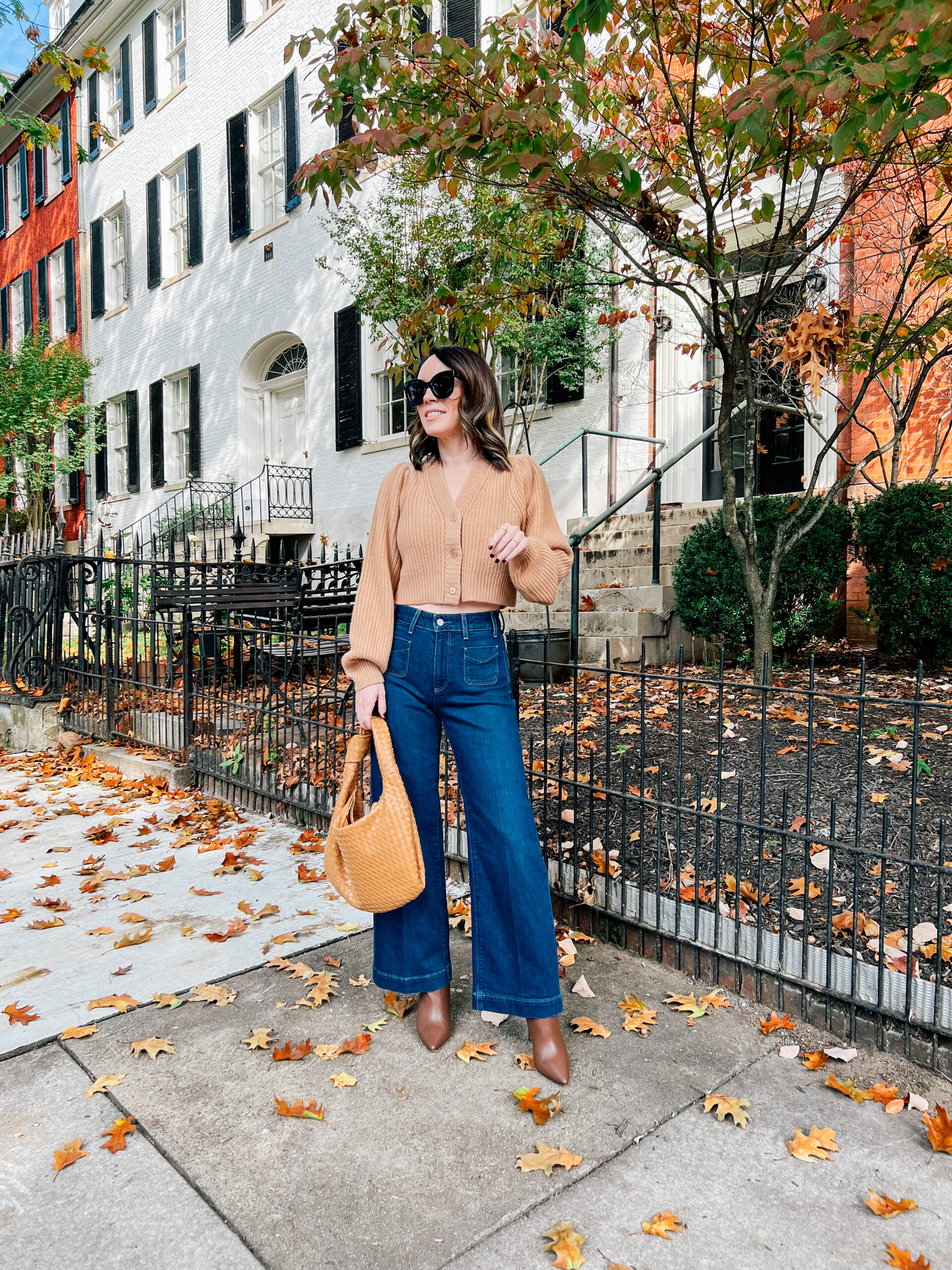Tan Cropped Cardigan with Wide-Leg Jeans and Boots Tan Cropped Cardigan with Wide-Leg Jeans and Boots — Fall Cardigan Outfits 2026