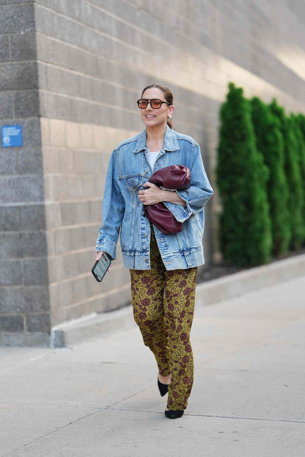 Oversized Denim Jacket with Patterned Wide-Leg Pants Oversized Denim Jacket with Patterned Wide-Leg Pants — Outfits 2027 for Mom Bod