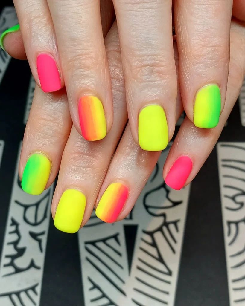 Gradient Design Across All Nails Visual Idea Gradient Design Across All Nails Visual Idea — Neon Matte Nails 2027
