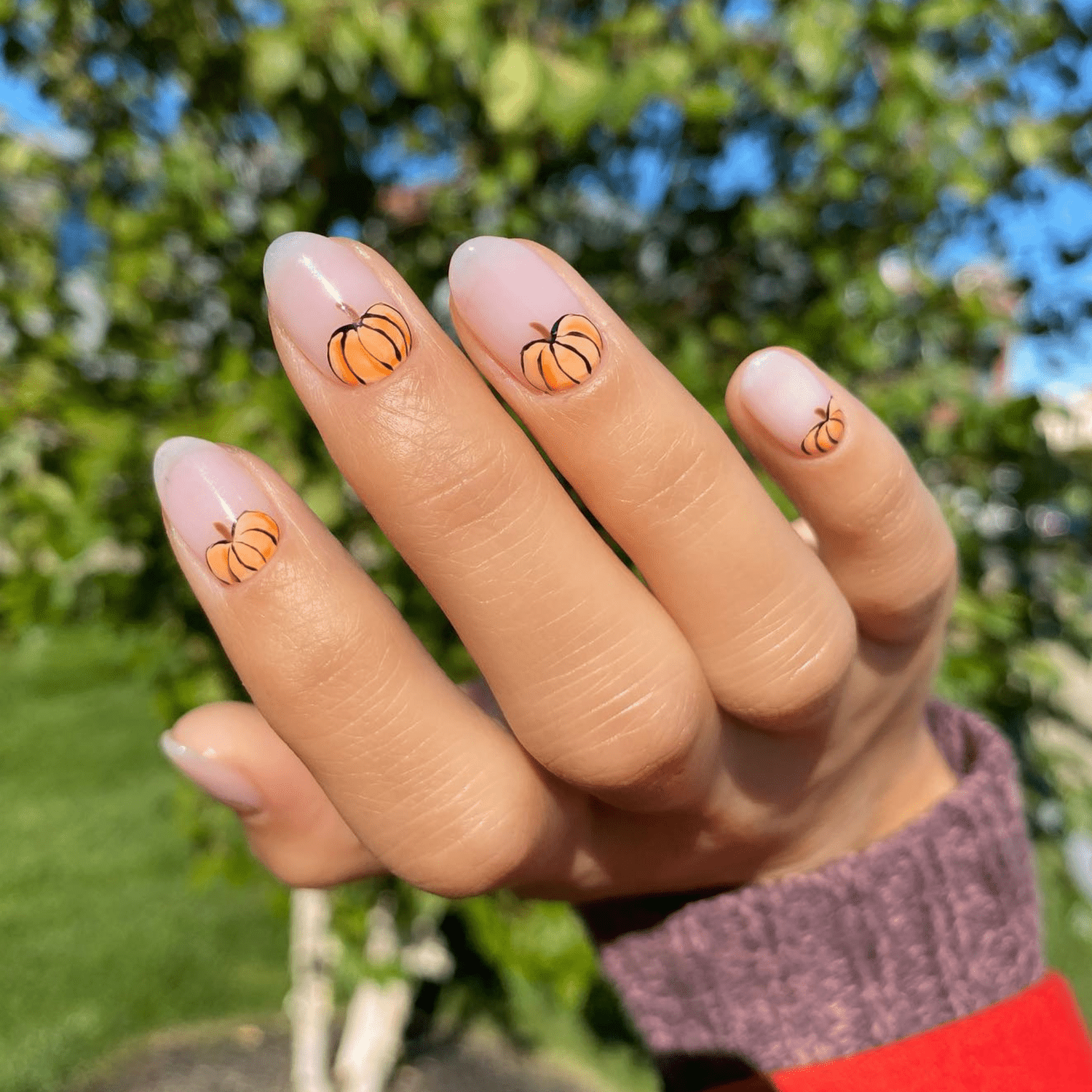 Nude Brown Checkered Stilettos — Simple Thanksgiving Nails 2026