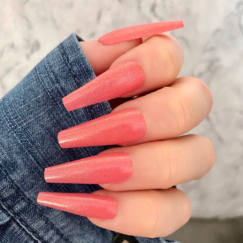 Visual Idea — The Nails Are The Sole Focus — Coral Coffin Nails 2027