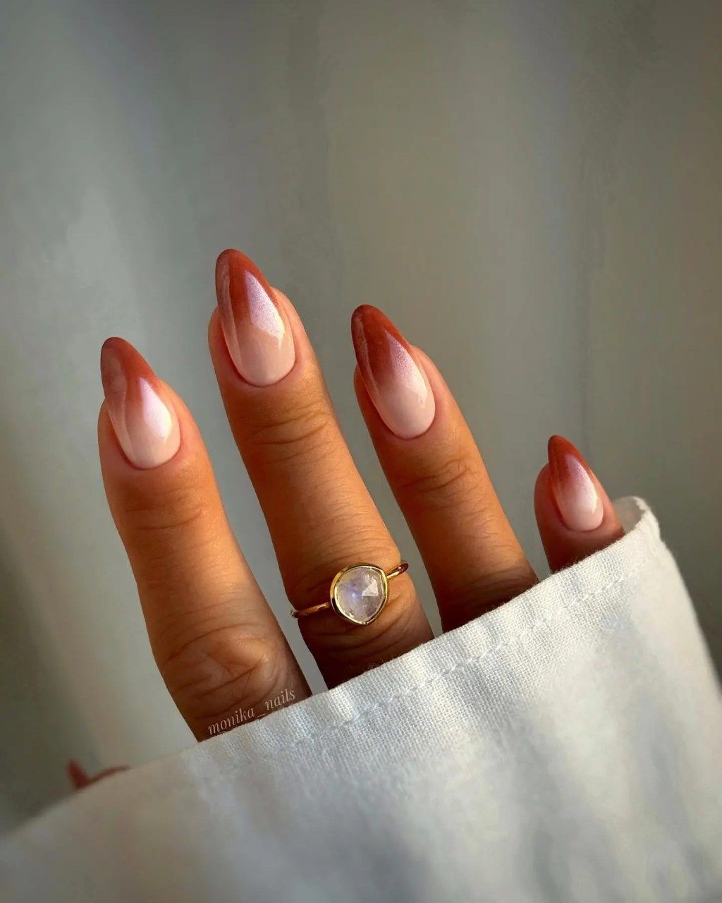 Long Almond Ombre Brown to Nude/Pink — 30th Birthday Nails 2027