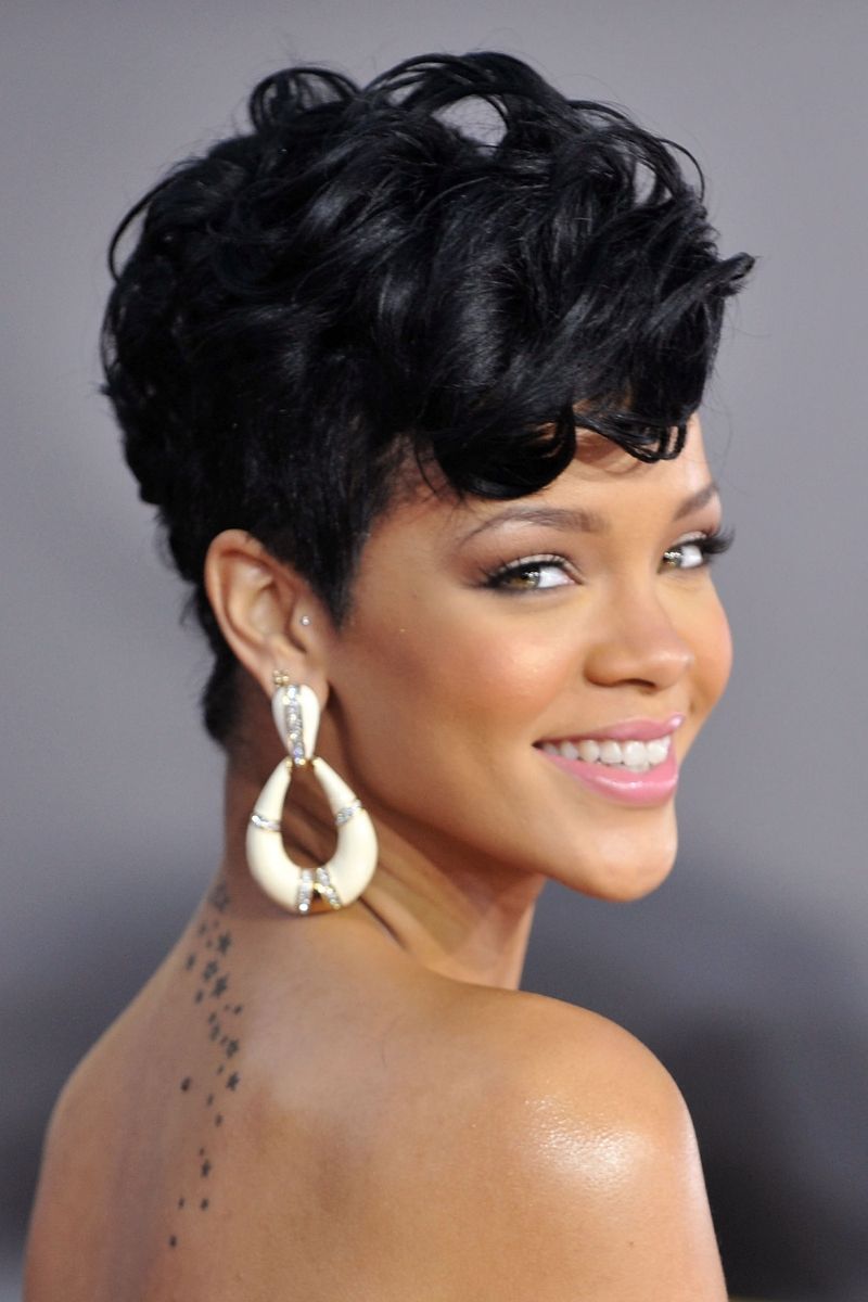 Textured Black Pixie With Swept Bangs — Pixie 2027 for Heart Face
