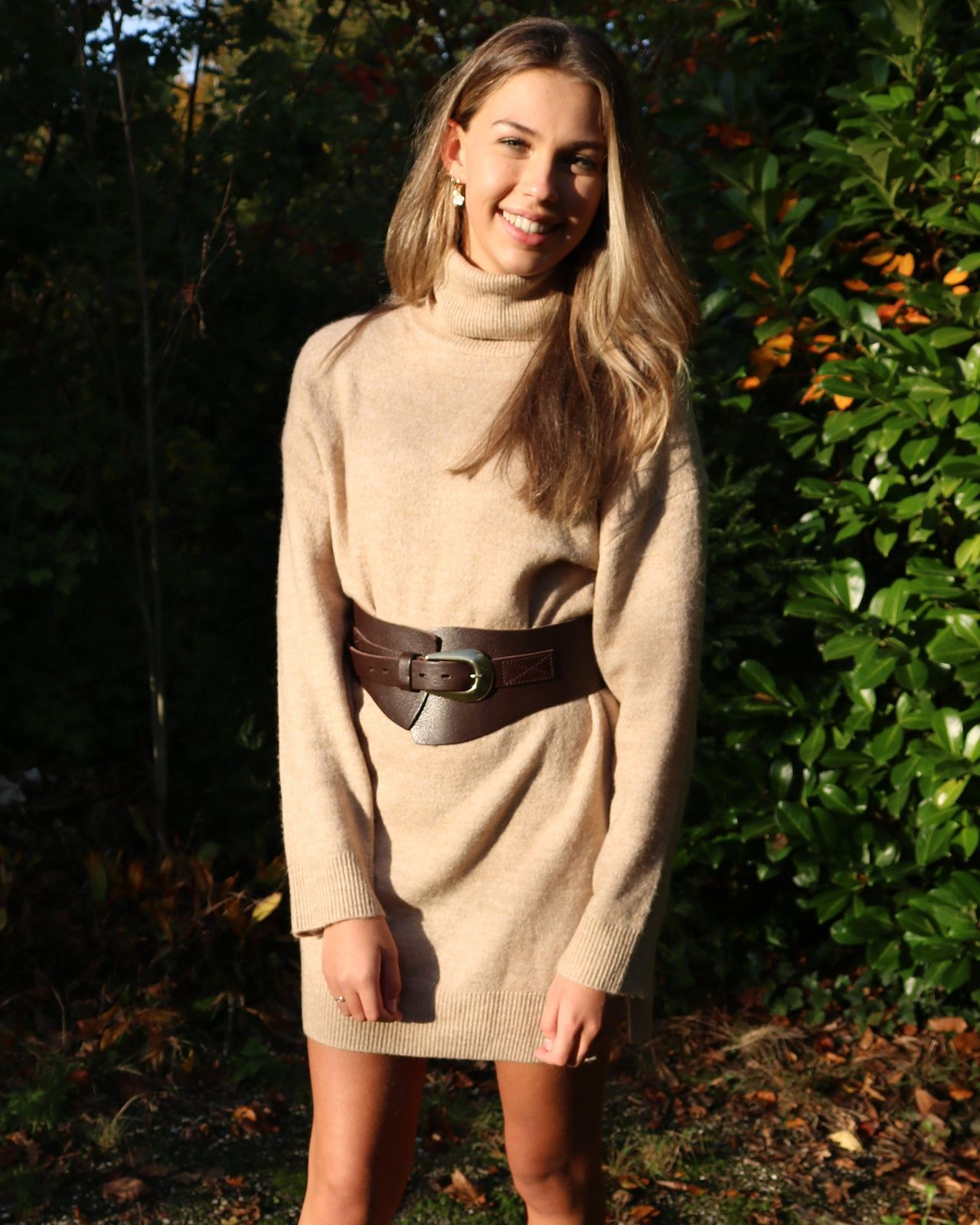 Knit Sweater Dress Transformed by a Corset Belt Knit Sweater Dress Transformed by a Corset Belt — Statement Belt Outfits 2027