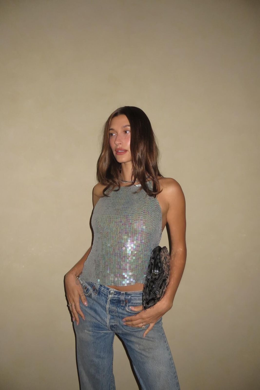 Shimmering Halter Top with Light Blue Bootcut Jeans for Evening Shimmering Halter Top with Light Blue Bootcut Jeans for Evening — Bootcut Jeans Outfits 2027 with Tank Top