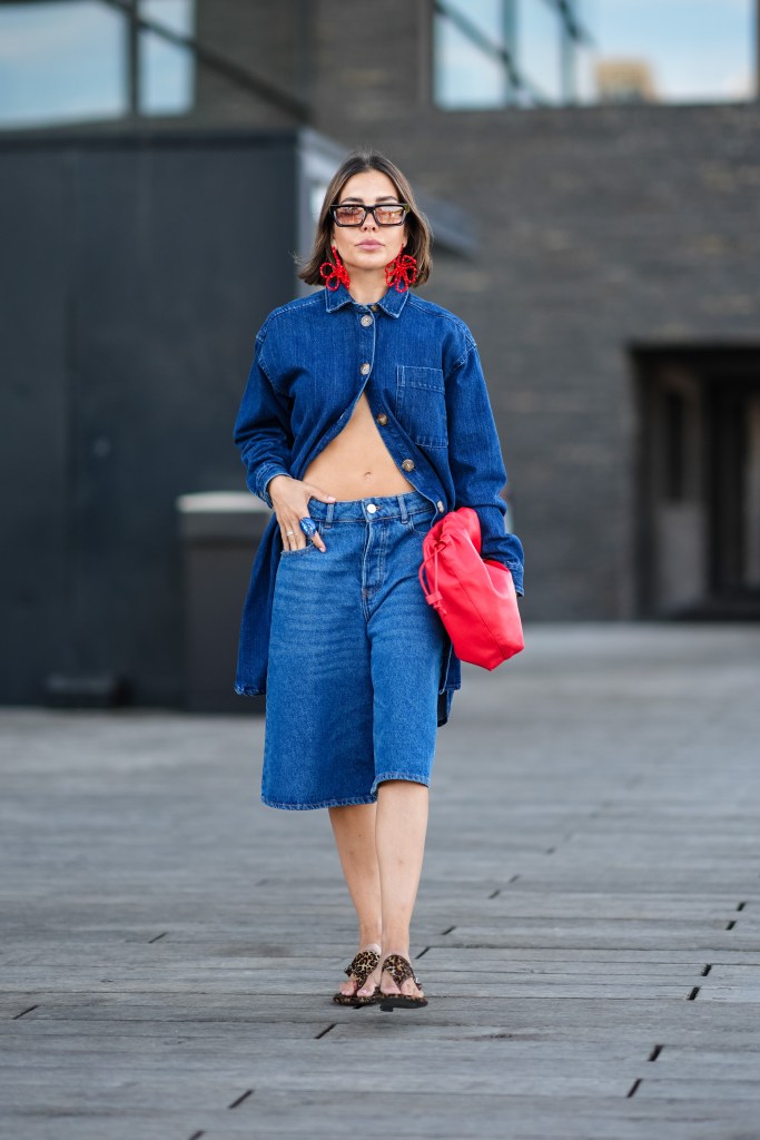 Denim-on-Denim with Dark Wash Jorts and Oversized Shirt Denim-on-Denim with Dark Wash Jorts and Oversized Shirt — Jorts Outfits 2027