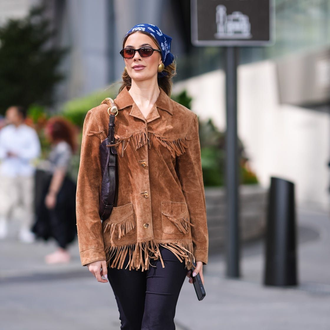 Street Style Staple: Brown Suede Fringe Jacket with Bandana Street Style Staple: Brown Suede Fringe Jacket with Bandana — Fringe Jacket Outfits 2027