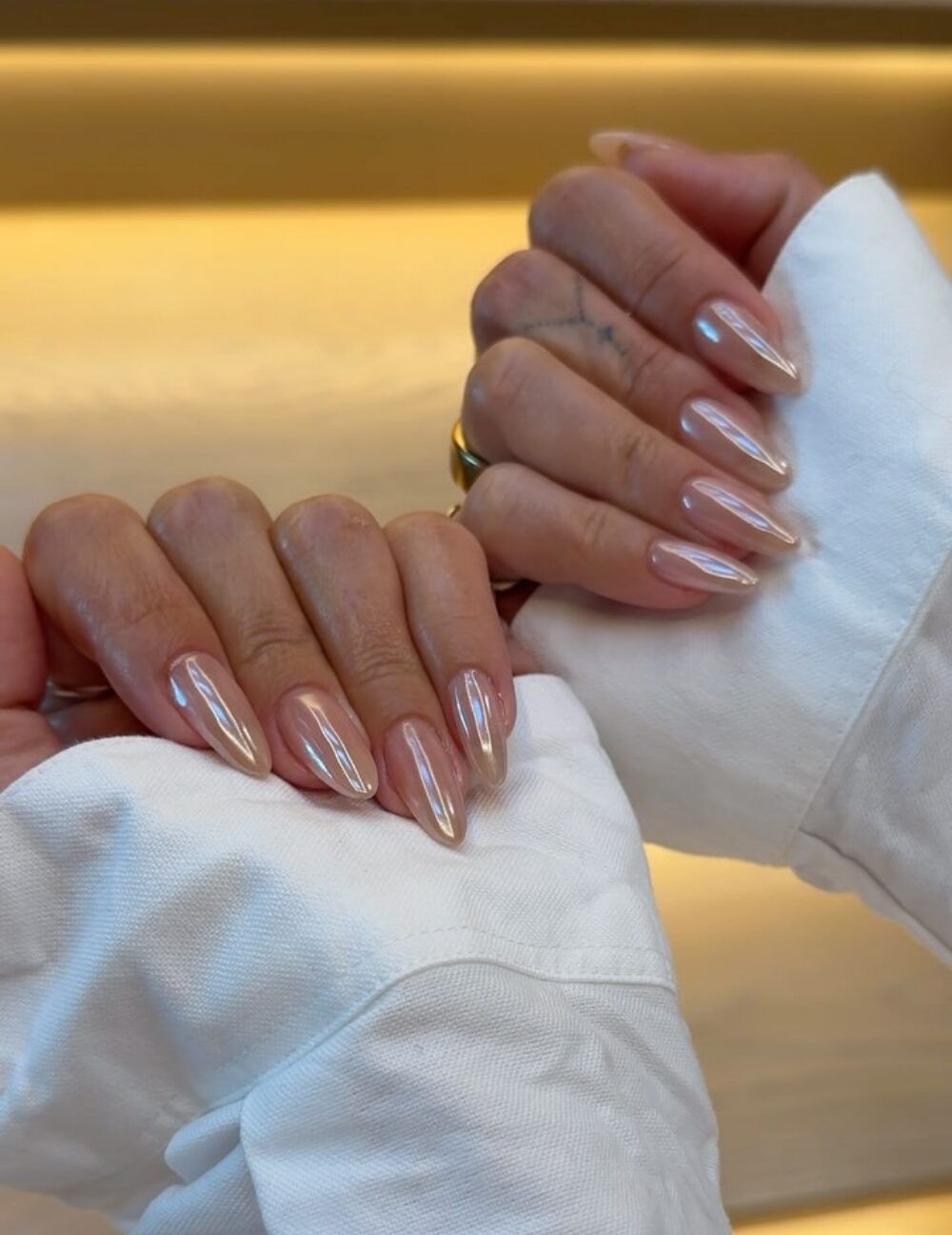 Pearlescent Chrome Stiletto Nails — Winter Ombre Nails 2027
