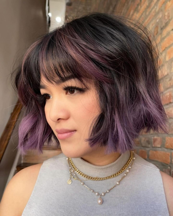 Dark Base With Purple Dip Dye Visual Idea Dark Base With Purple Dip Dye Visual Idea — Dip Dye Bob 2027