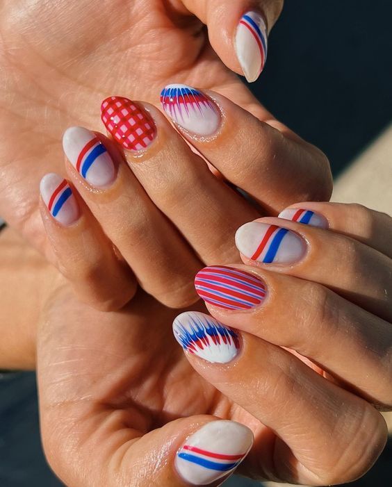 Abstract Brush Stroke Oval Nails Abstract Brush Stroke Oval Nails — Baseball Nails 2027