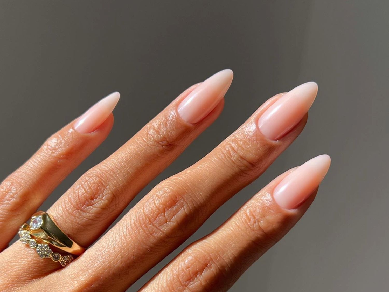 None Sheer Glossy Pale Pink Almond Nails — Nude Summer Nails 2027