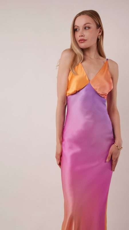 Ombre Silk Charmeuse Slip Dress with Spaghetti Straps — Silk Dresses 2027