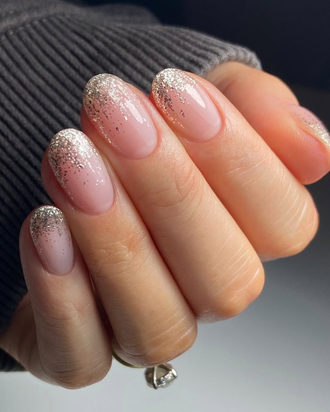 Sheer Pink Glitter French Manicure Sheer Pink Glitter French Manicure — Glitter Nails 2027