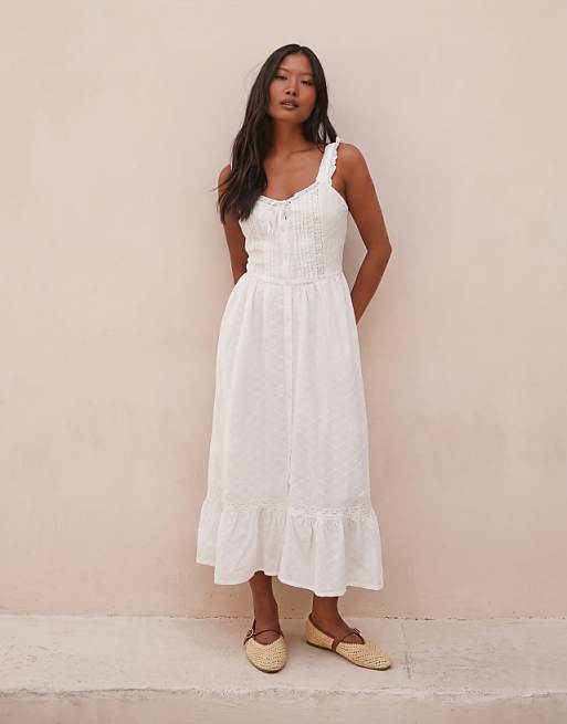 White Broderie Anglaise Milkmaid Maxi Dress with Straw Espadrille Flats White Broderie Anglaise Milkmaid Maxi Dress with Straw Espadrille Flats — Milkmaid Dresses 2027