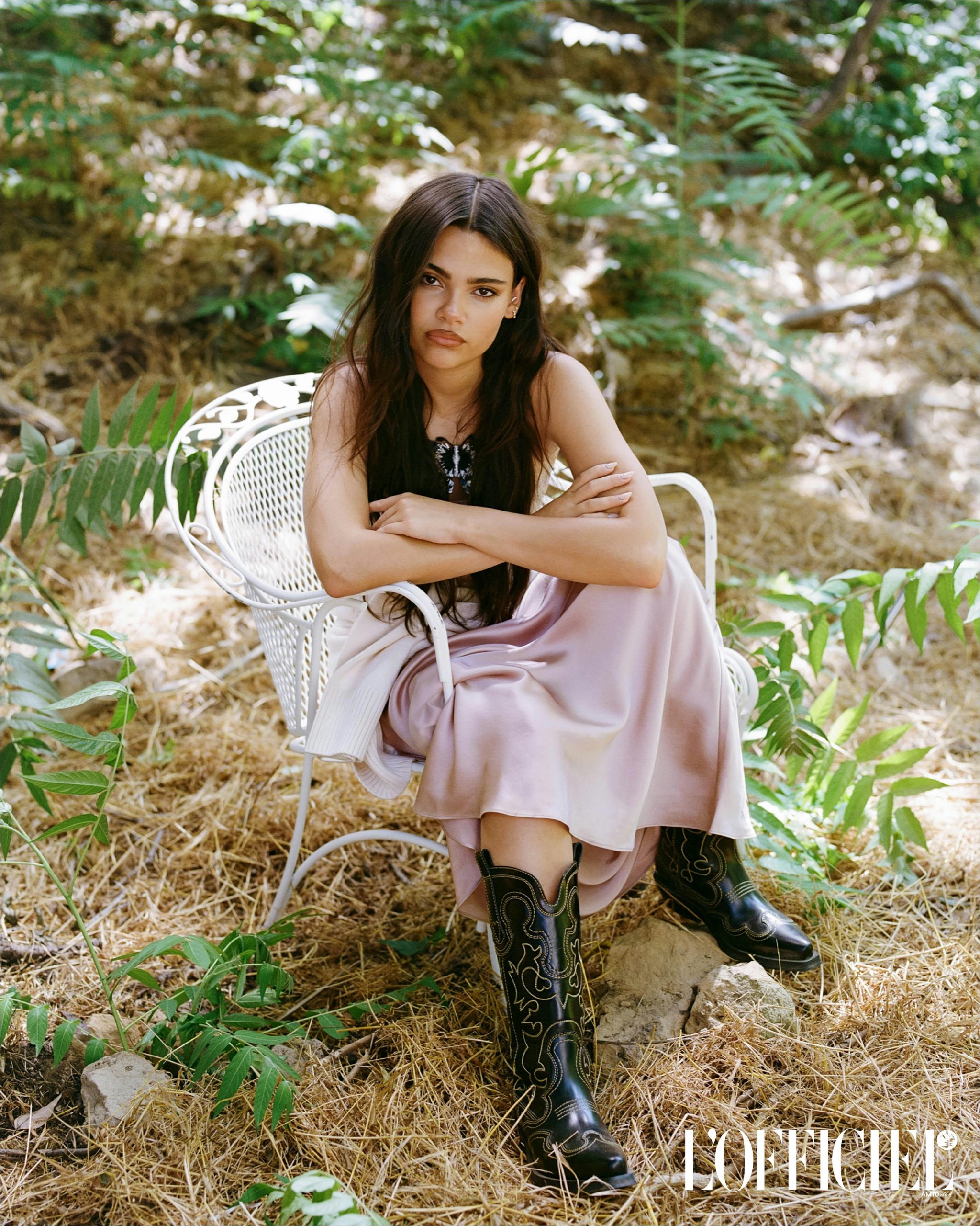 Satin Slip Dress and Cardigan Paired with Black Cowboy Boots Satin Slip Dress and Cardigan Paired with Black Cowboy Boots — Cowboy Boots Outfits 2027