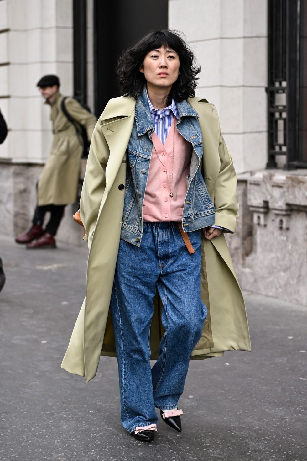 Layered Denim Jacket and Blue Shirt with Wide-Leg Jeans Layered Denim Jacket and Blue Shirt with Wide-Leg Jeans — Winter Blue Outfits 2027
