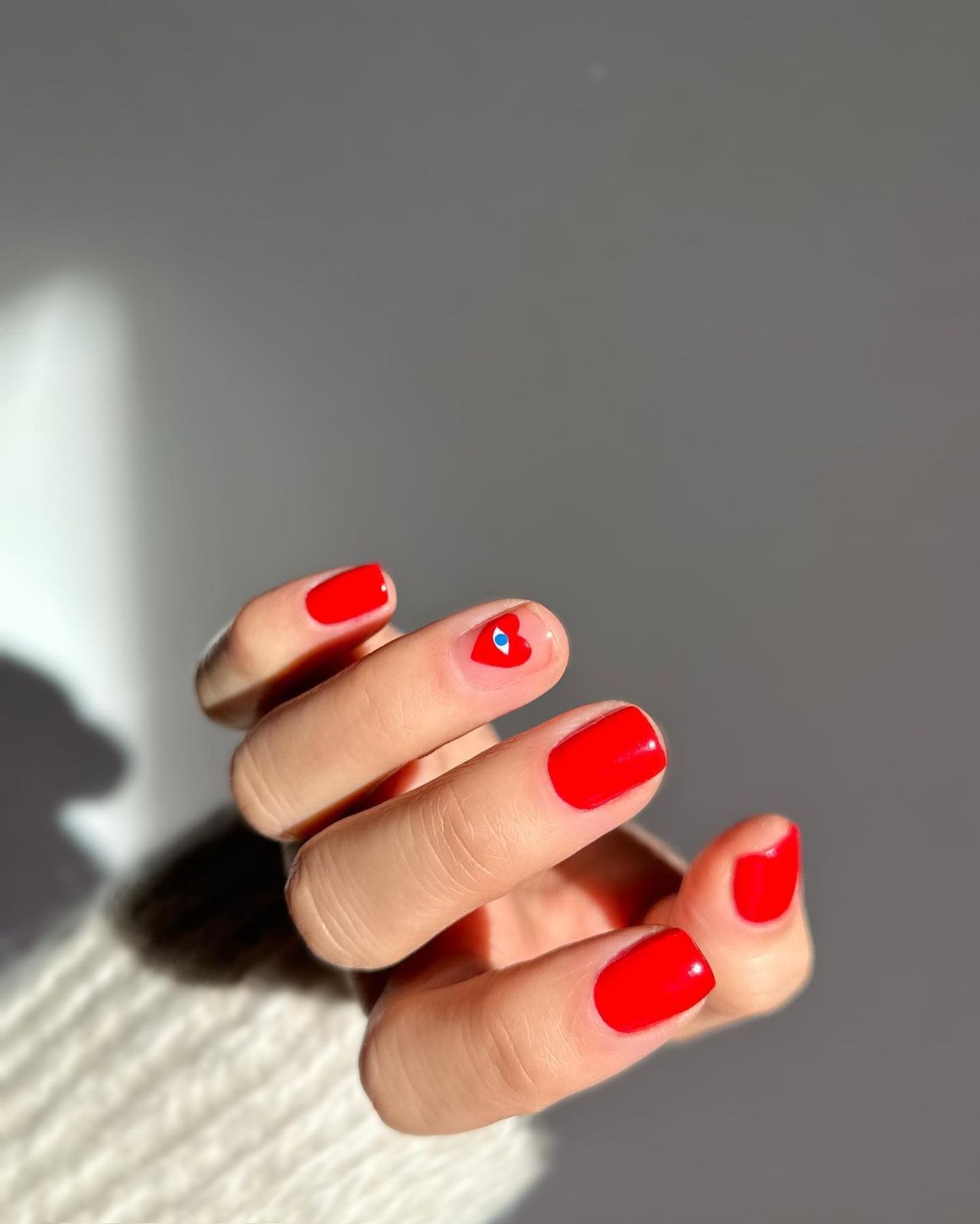 Red with Blue Heart Accent Red with Blue Heart Accent — Realtor Nails 2027