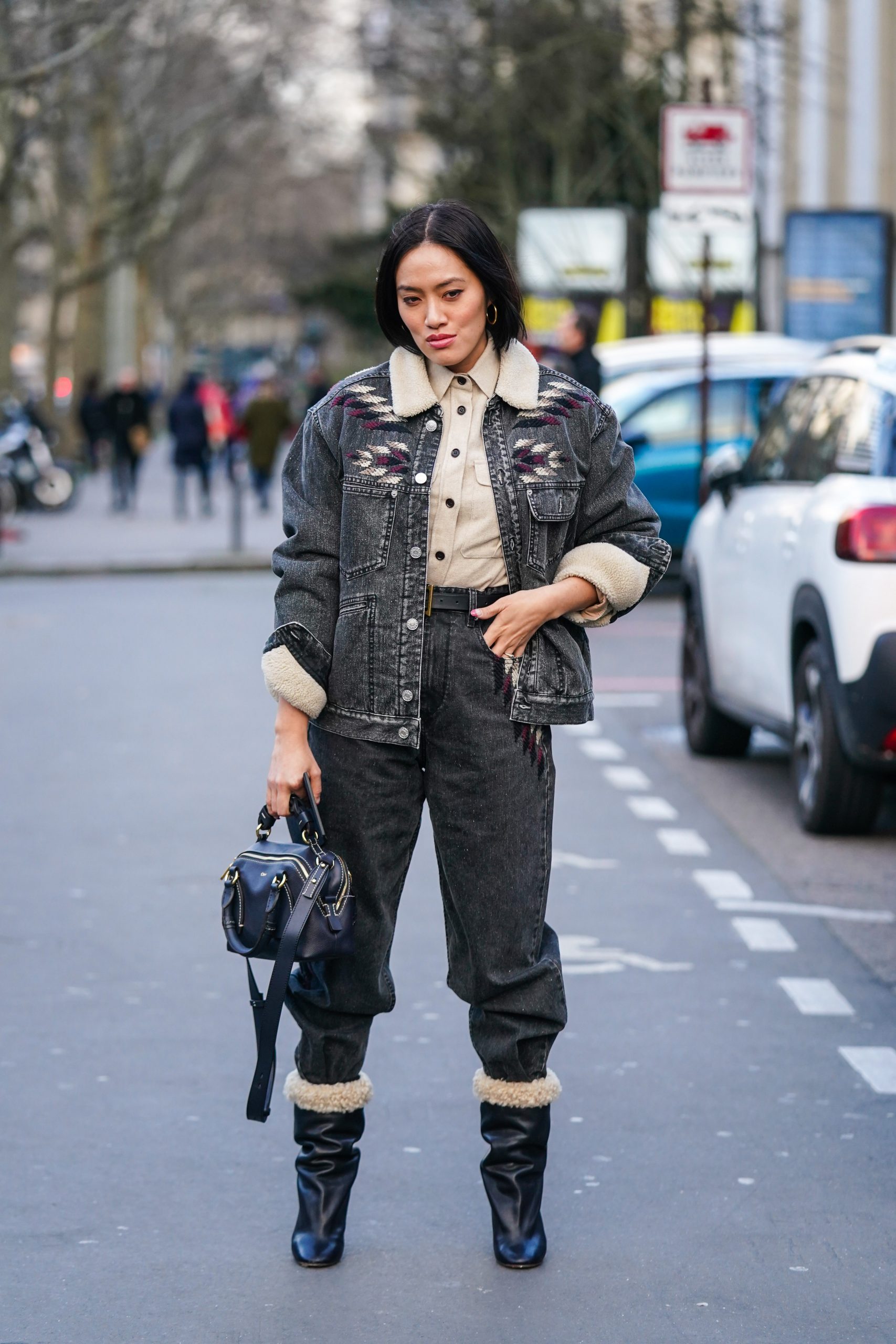 Shearling Trim Denim Jacket for Fall — Denim Jacket Outfits 2027