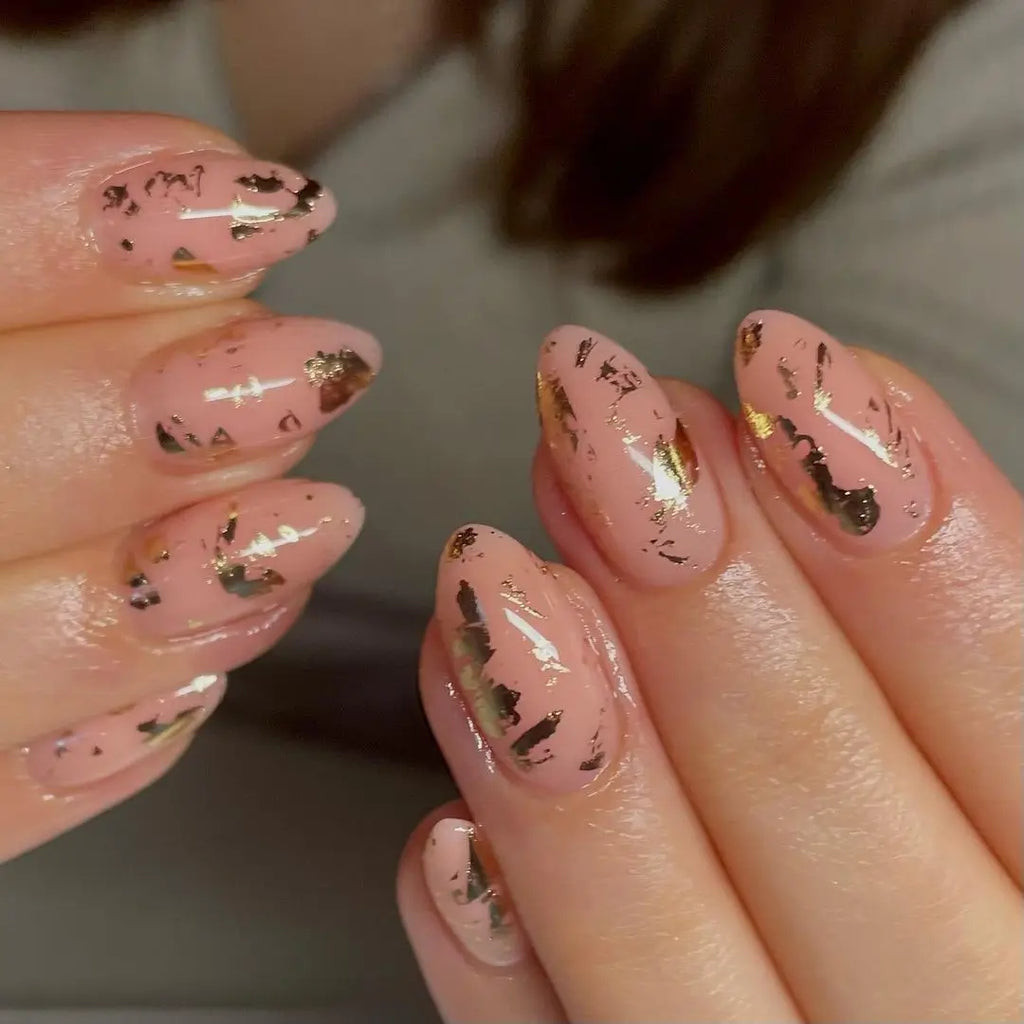 Light Pink Scattered Gold Foil Light Pink Scattered Gold Foil — Holographic Foil Nails 2027