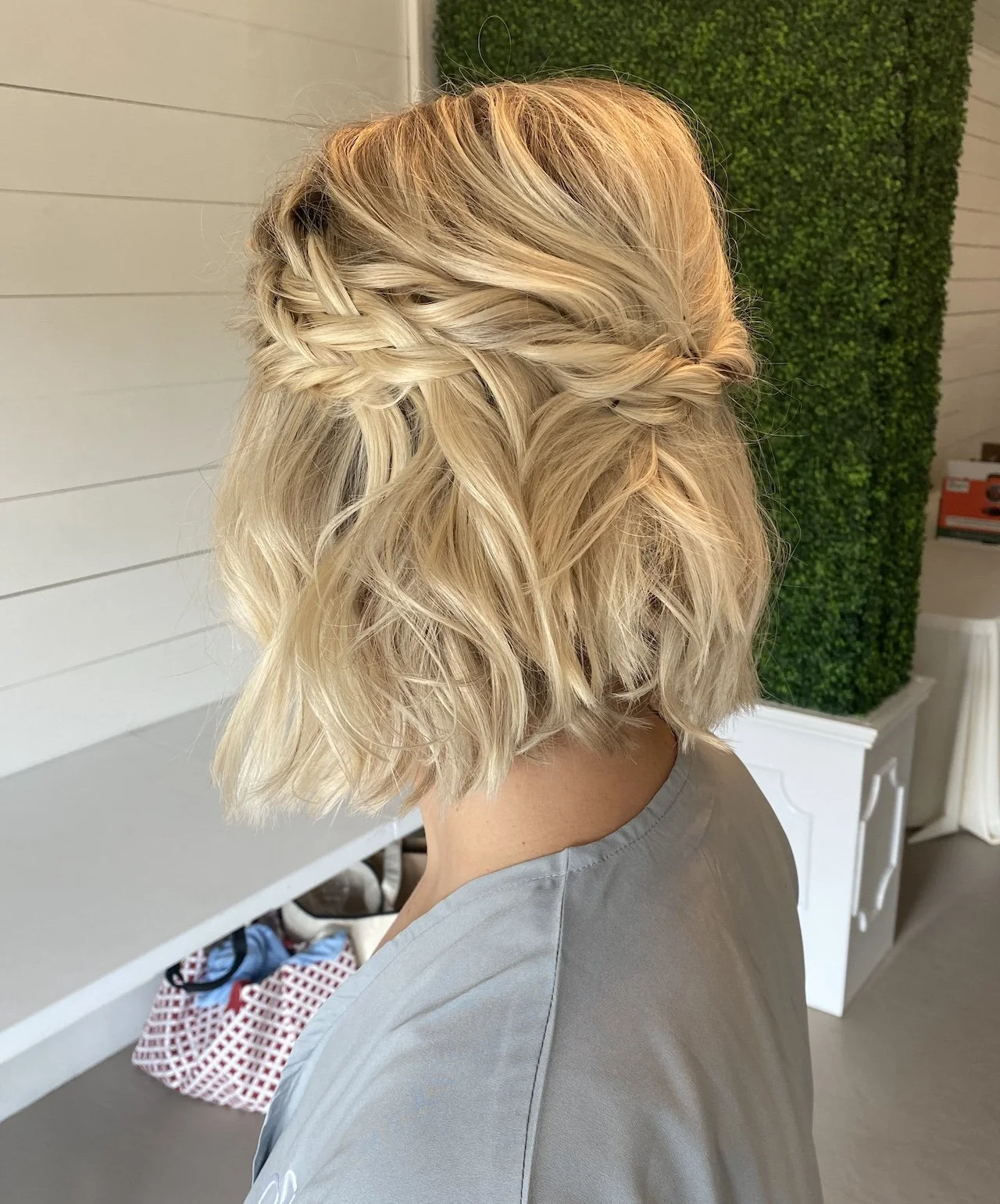 Blonde Bob With Braided Crown Detail Blonde Bob With Braided Crown Detail — Wedding Hairstyles 2027 for Short Hair