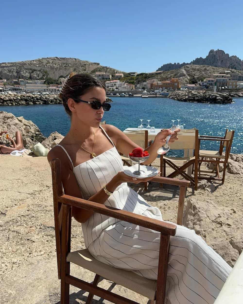 Pinstripe Linen Jumpsuit for Seaside European Dining — Summer Europe Outfits 2027