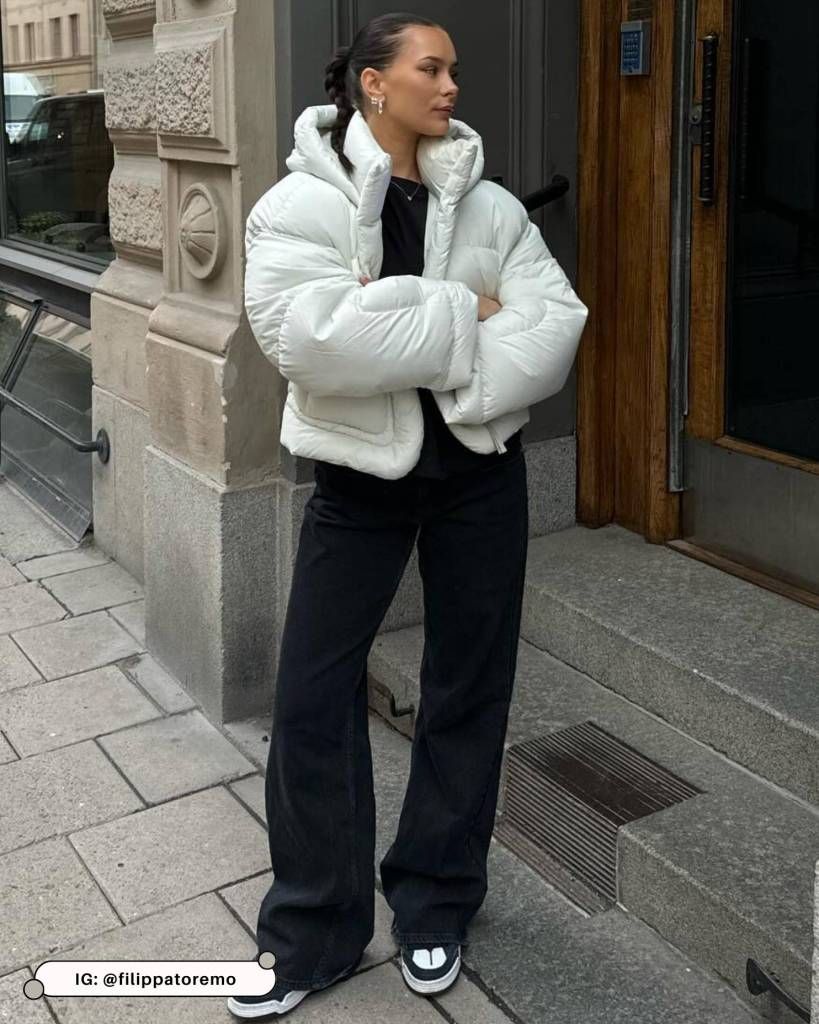 Monochromatic Black and White Puffer Ensemble — Winter Puffer Jacket Outfits 2027