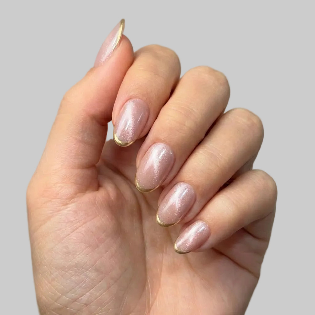 Gold French Tips On All Nails Visual Idea — Short Gold French Tip Nails 2027
