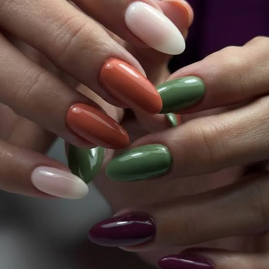 Autumn Mix Glossy Nails — Nail Colors 2027