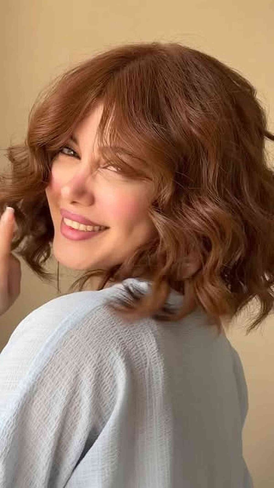 Collarbone Bob With Air Dried Waves Collarbone Bob With Air Dried Waves — Bob 2027 with Curtain Bangs