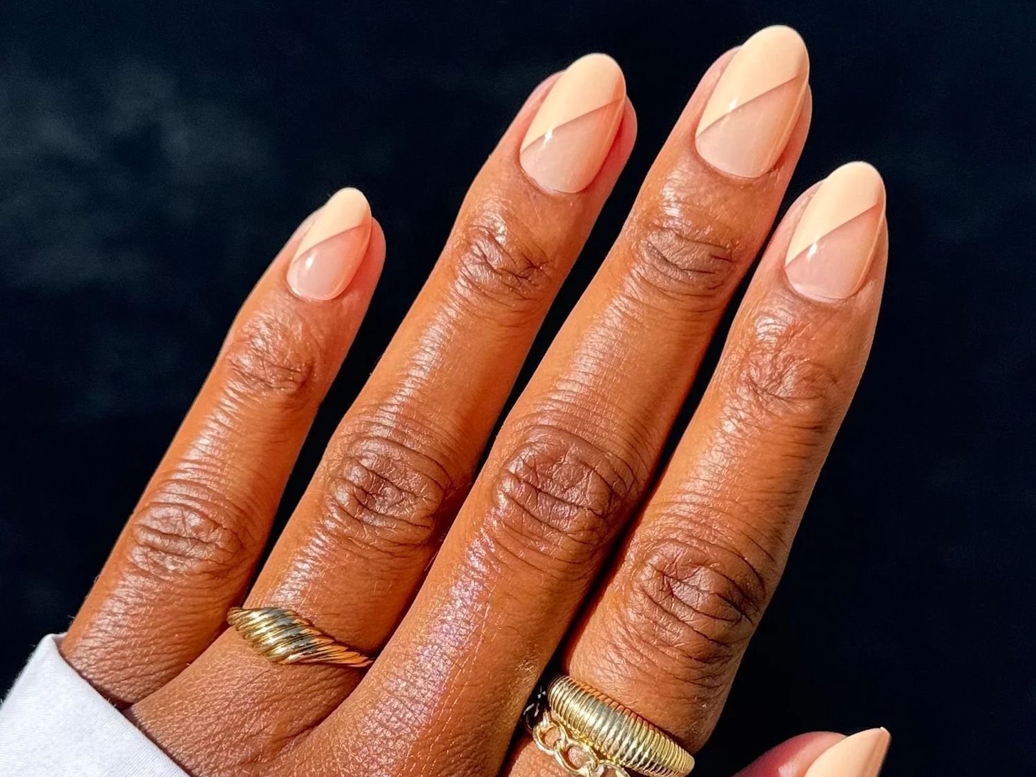 Color Block Design With Diagonal Lines Visual Idea Color Block Design With Diagonal Lines Visual Idea — Nude Nails 2027 for Mature Hands
