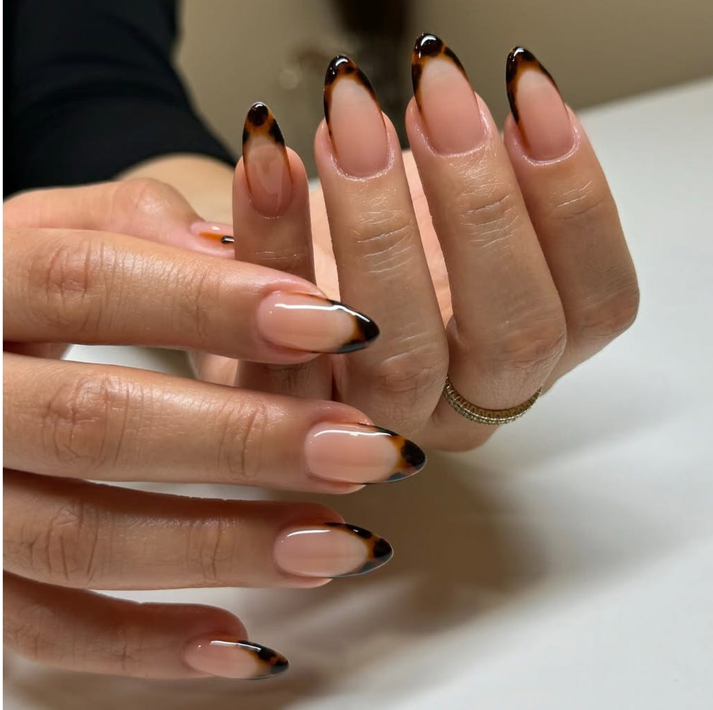 Realistic Tortoiseshell French Pink Nails Realistic Tortoiseshell French Pink Nails — Fall French Tip Nails 2026