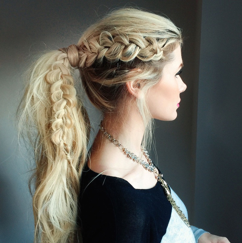 High Blonde Braided Ponytail With Textured Braid High Blonde Braided Ponytail With Textured Braid — Second Day Hairstyles 2027