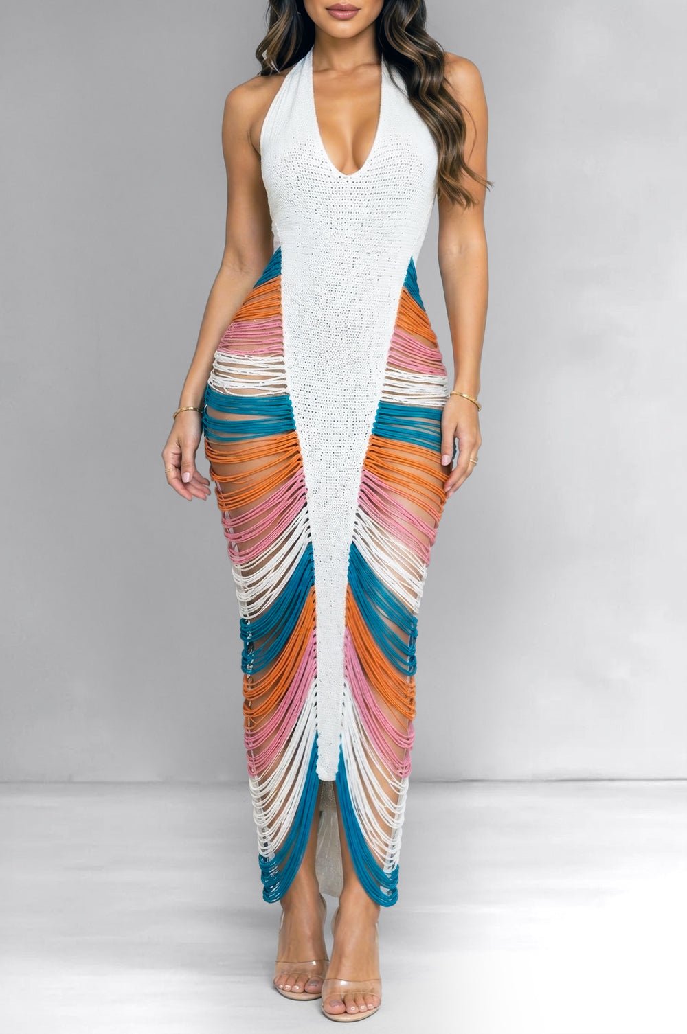 Crochet Halter Dress with Fringed Skirt for Resort Glam Crochet Halter Dress with Fringed Skirt for Resort Glam — Miami Outfits 2027
