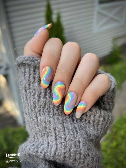 Swirling Pastel Rainbow Stilettos Swirling Pastel Rainbow Stilettos — Rainbow Nails 2027