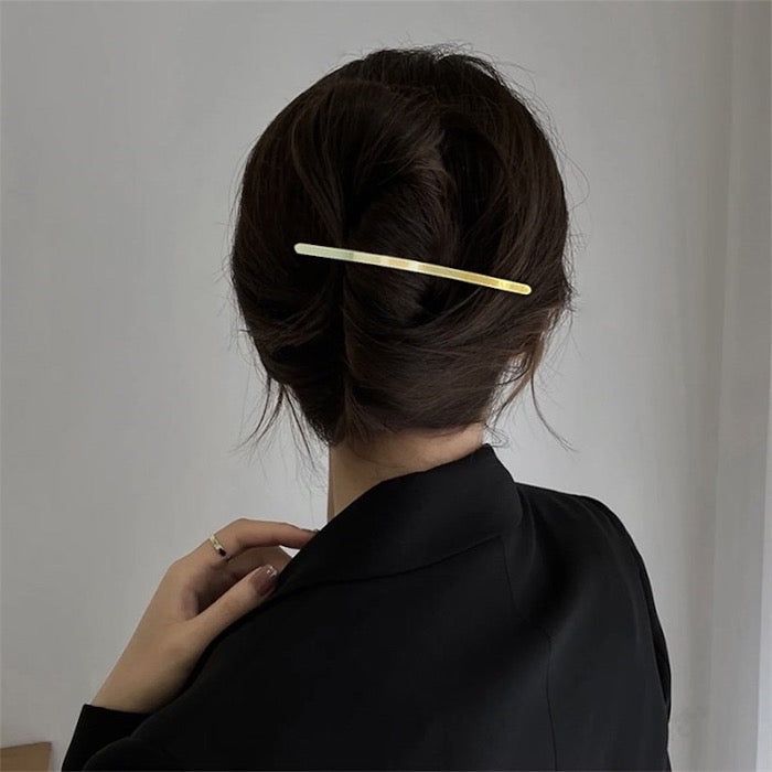 Simple Barrette on Dark Brown Straight Bun — Barrette Hairstyles 2027