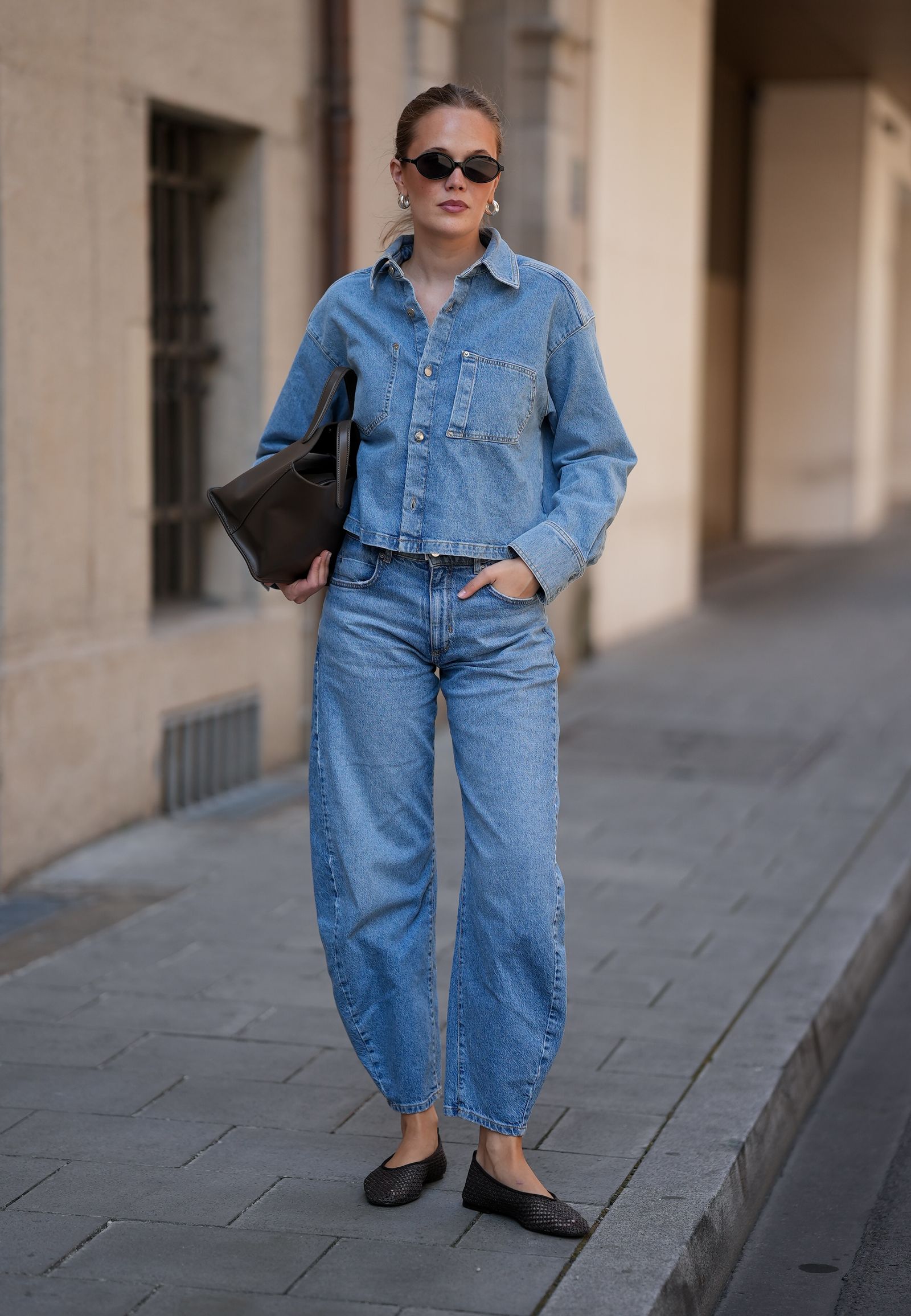Light Blue Denim Shirt Jacket with Matching Denim — Denim Jackets 2027