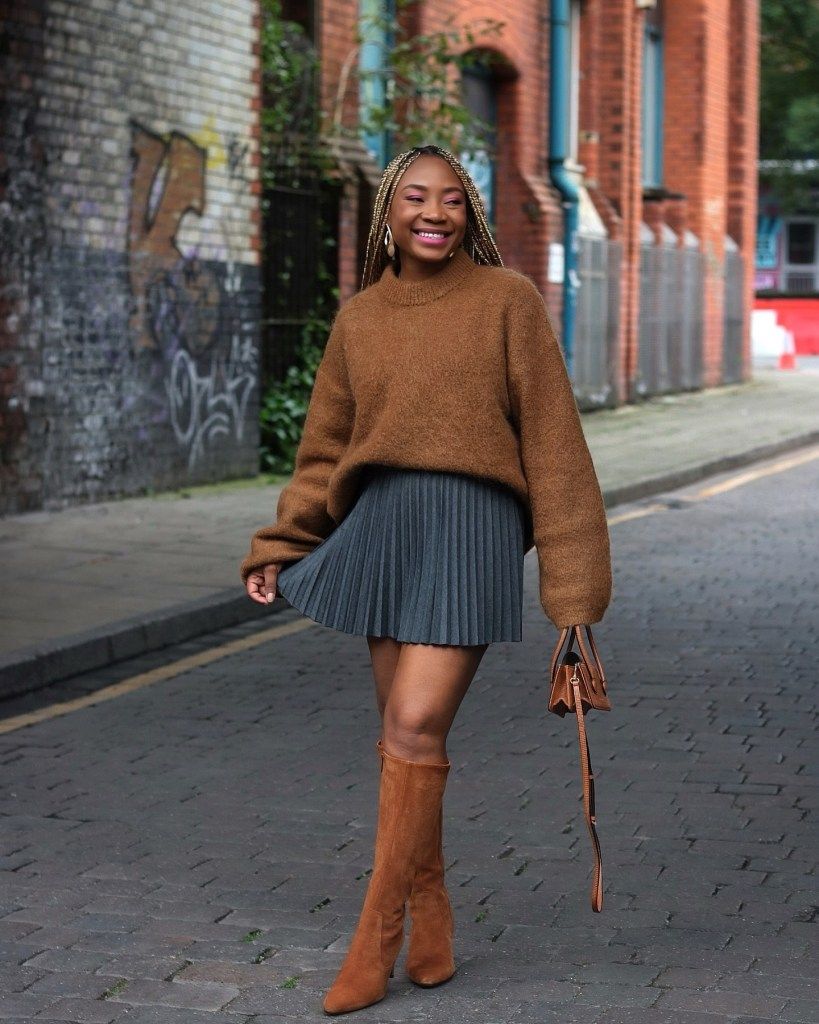 Cozy Knit Sweater Meets Pleated Mini Skirt — Pinterest Girl Outfits 2027