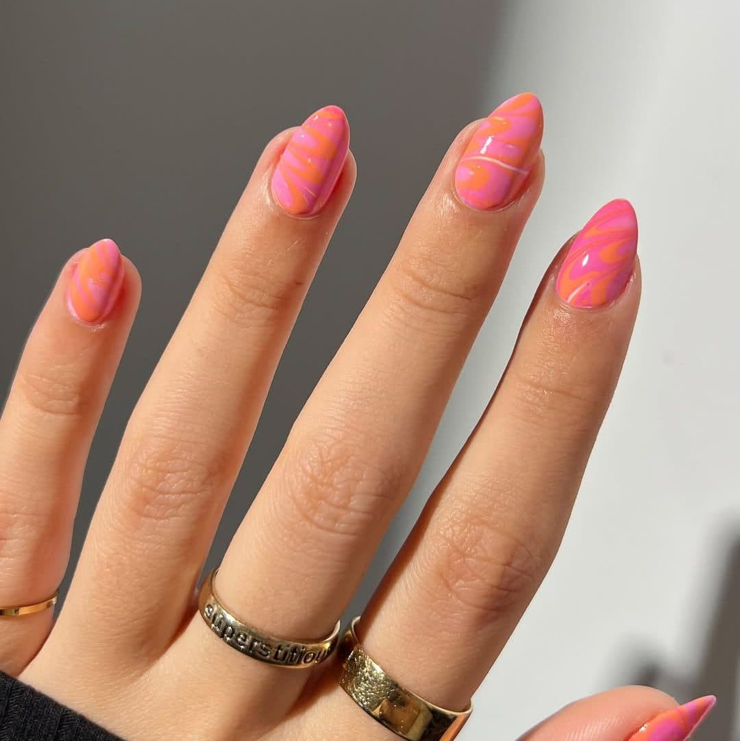 Bright Pink Orange Swirls Bright Pink Orange Swirls — Swirl Nails 2027