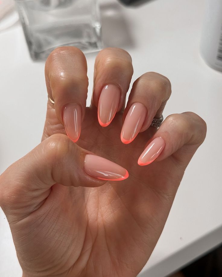 Thick Coral French Tips on Sheer Pink — Coral French Tip Nails 2027