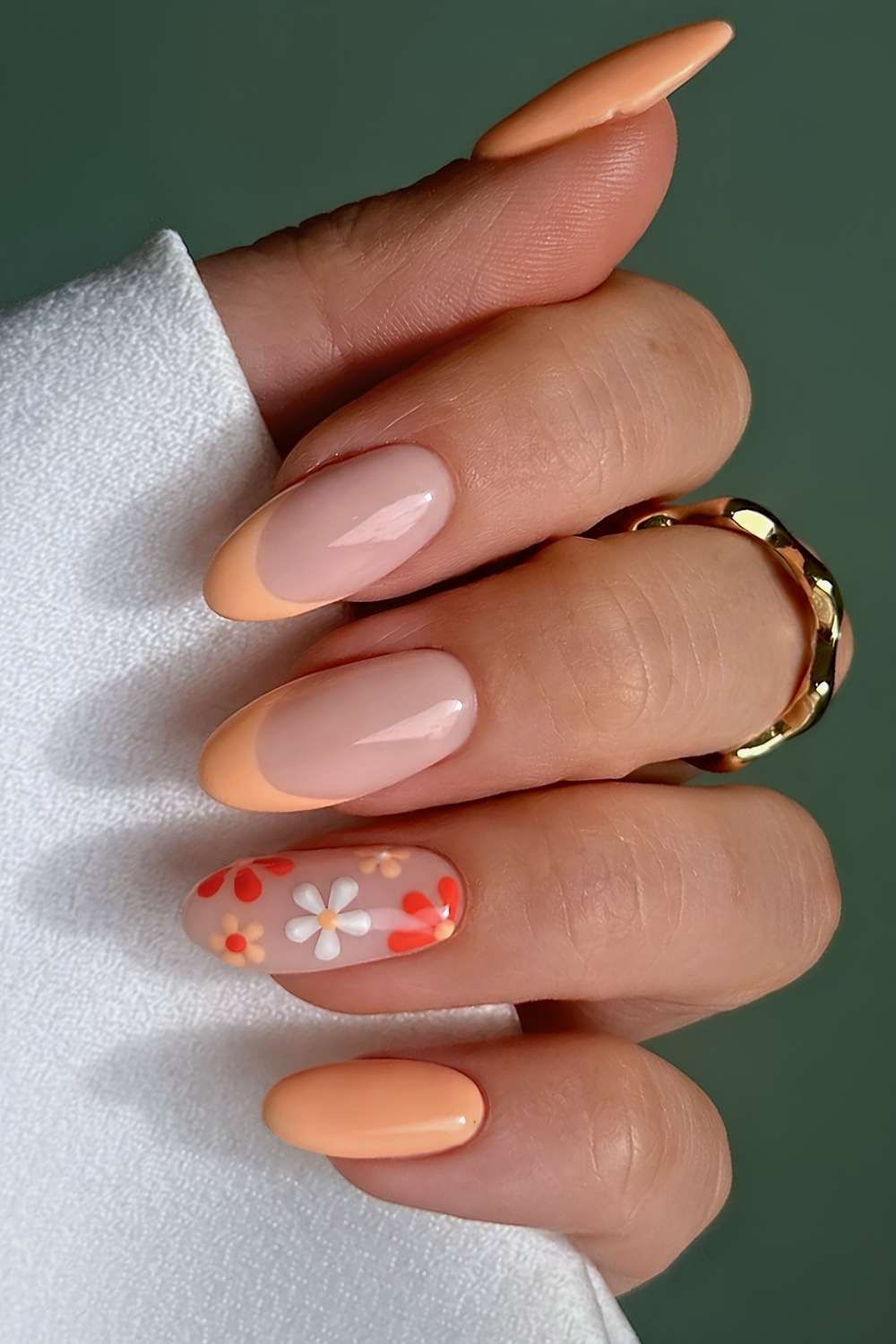 Glossy Peach French Tip Almond Nails Glossy Peach French Tip Almond Nails — Peach Round Nails 2027