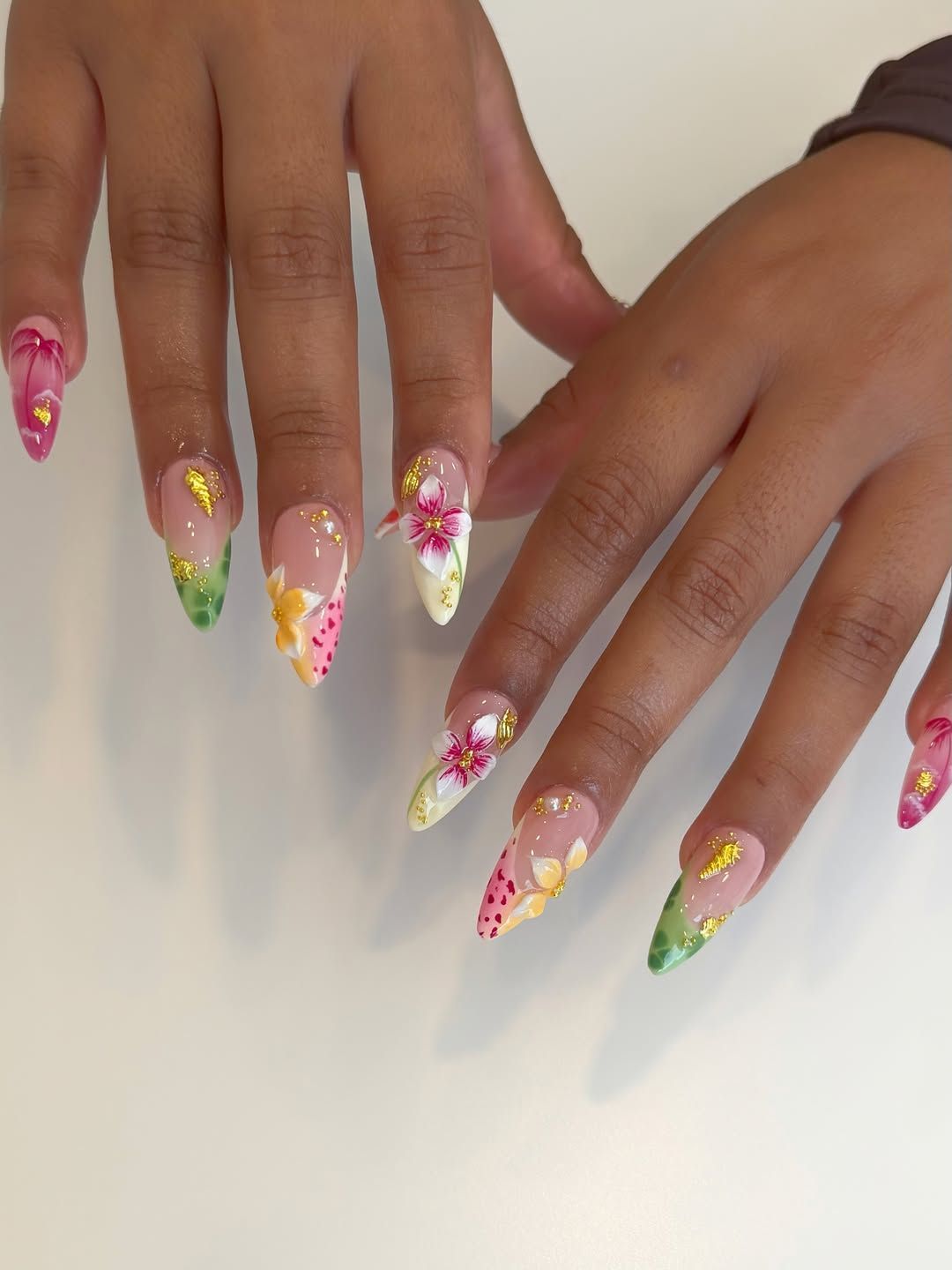 Wine-Red Base Gold Accents Visual Idea Wine-Red Base Gold Accents Visual Idea — Hibiscus Flower Nails 2027