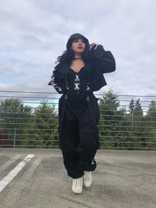 Corset Detail: Hooded Jacket and Cargo Pants Corset Detail: Hooded Jacket and Cargo Pants — Streetwear Outfits 2027