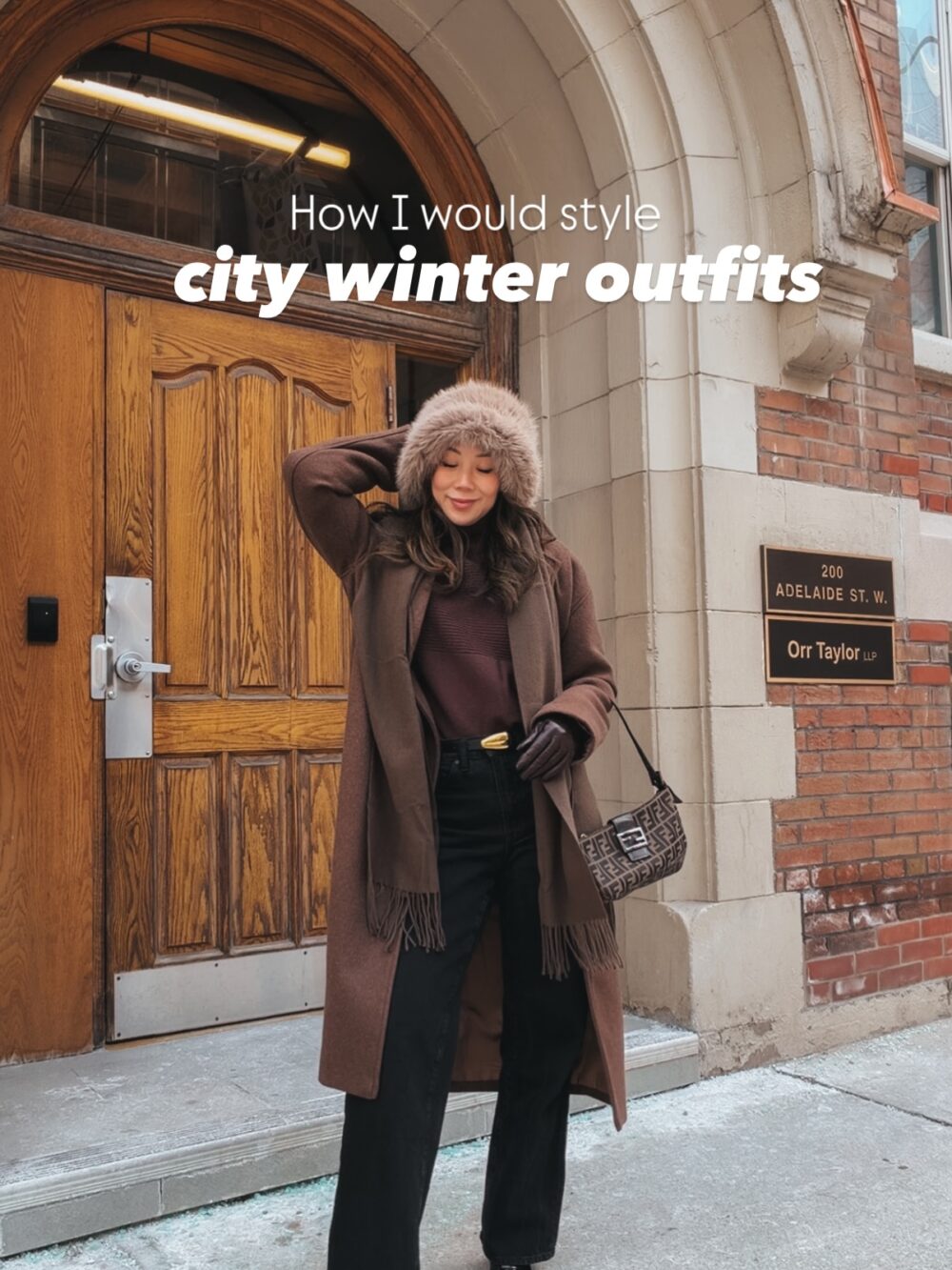 Long Wool Coat with Fringed Scarf and Fur Hat for City Winter — Dressy Winter Outfits 2027