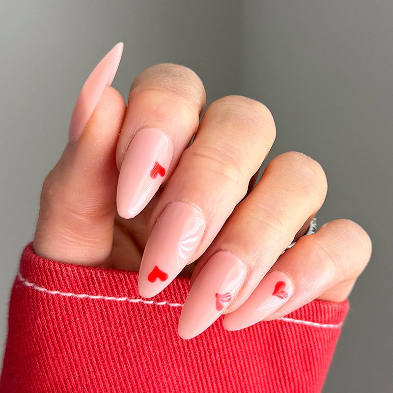Pale Pink Red Visual Idea Pale Pink Red Visual Idea — Valentines Press On Nails 2027