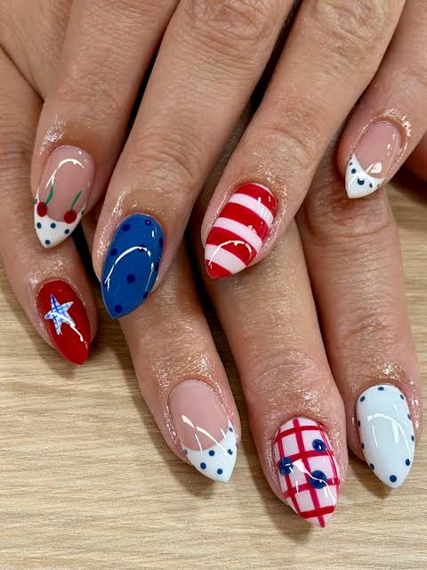 Medium Stiletto Checkered Pattern Medium Stiletto Checkered Pattern — Memorial Day Nails 2027