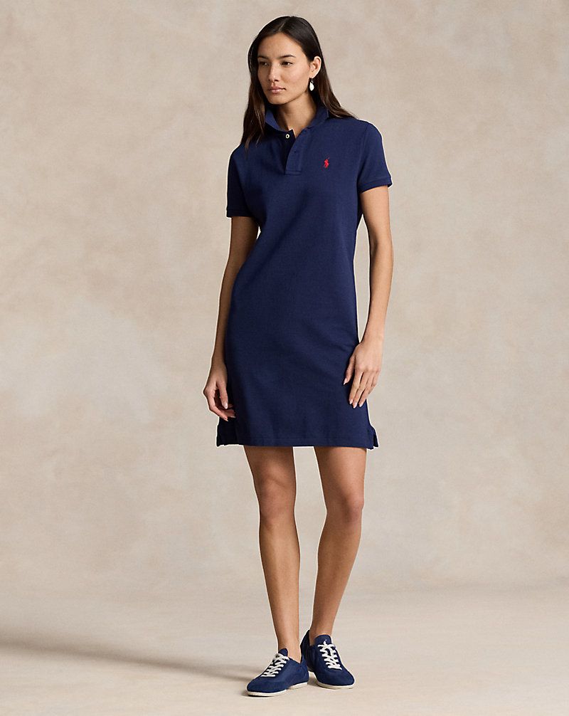 Classic Navy Cotton Pique Polo Dress with Suede Sneakers Classic Navy Cotton Pique Polo Dress with Suede Sneakers — Polo Dress 2027