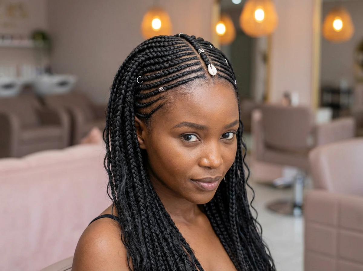 Collarbone Braids With Cowrie Shells — Tribal Braids 2027