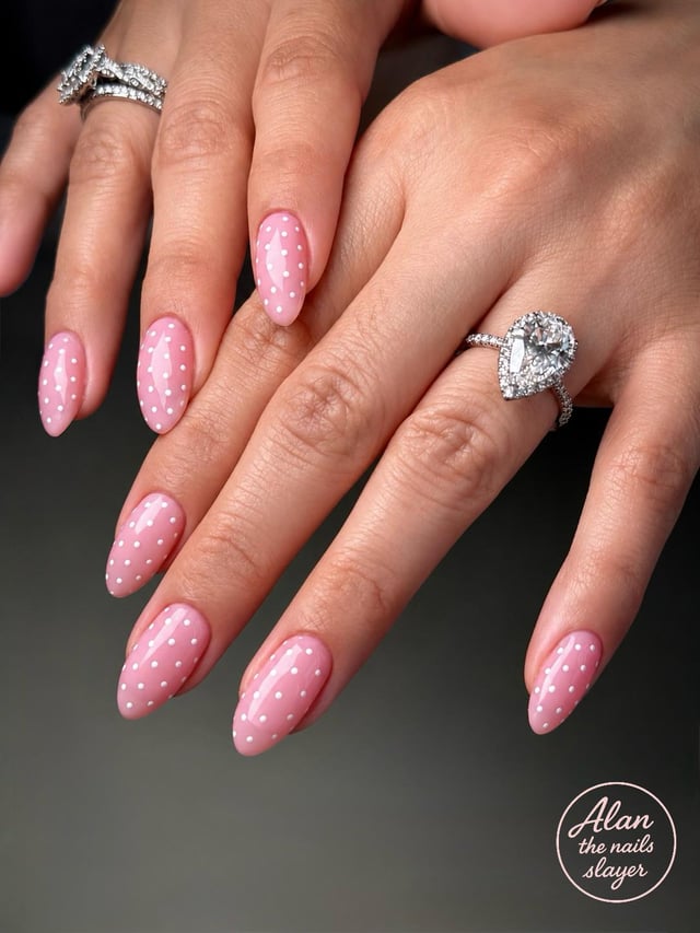 Light Pink White Polka Dot Nails Light Pink White Polka Dot Nails — Simple Nails 2027