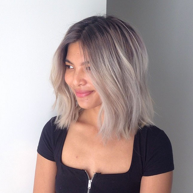 Dark Brown Bob With Ash Blonde Dip Dye Ends Dark Brown Bob With Ash Blonde Dip Dye Ends — Dip Dye Bob 2027