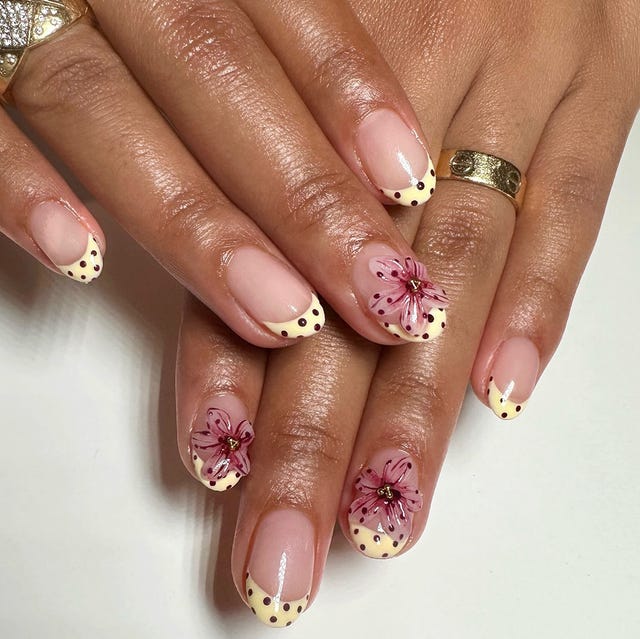 Pink French Tips with Floral Embellishments Pink French Tips with Floral Embellishments — Professional Nails 2027